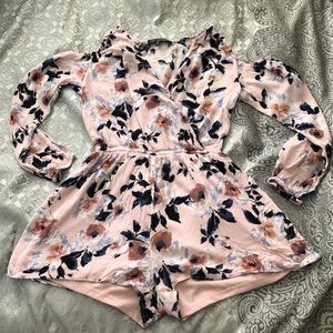 Baby pink floral romper
